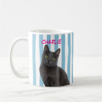 Custom Pet Photo Cat Mom Dog Lover Blue Stripe