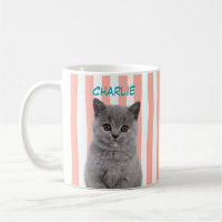 Custom Pet Photo Cat Mum Dog Lover Pink Stripe
