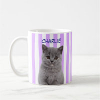 Custom Pet Photo Cat Mum Dog Lover Purple Stripe