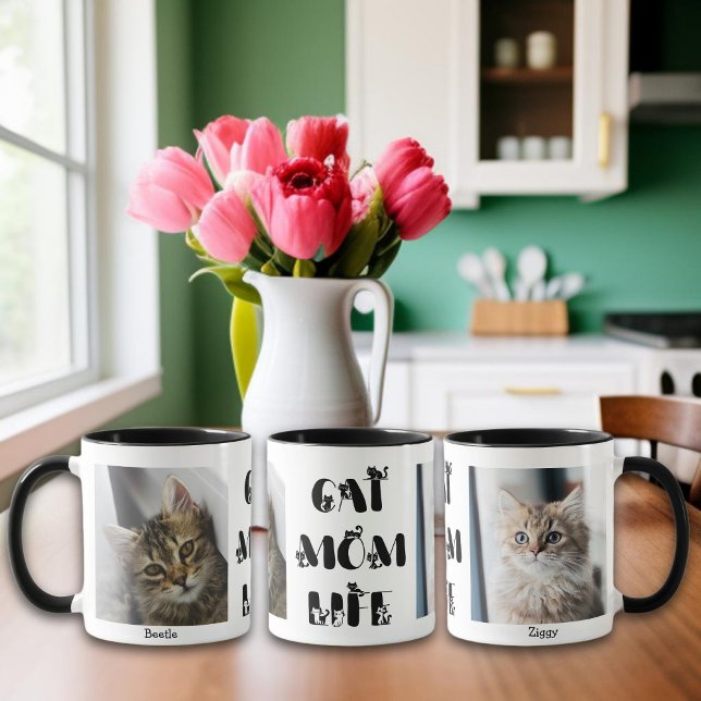 Custom Pet Photo Cat Mum Life Cute Mother's Day  Mug (Creator Uploaded)
