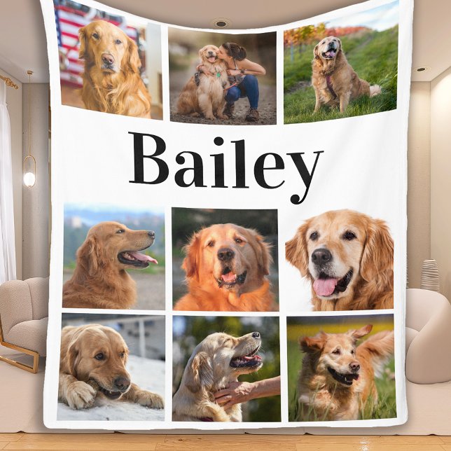 Custom Pet Photo Collage Personalised Dog Lover Fleece Blanket (Creator Uploaded)