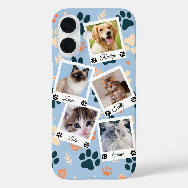 Custom Pet Photo Collage Phone Case with Names  (Back)