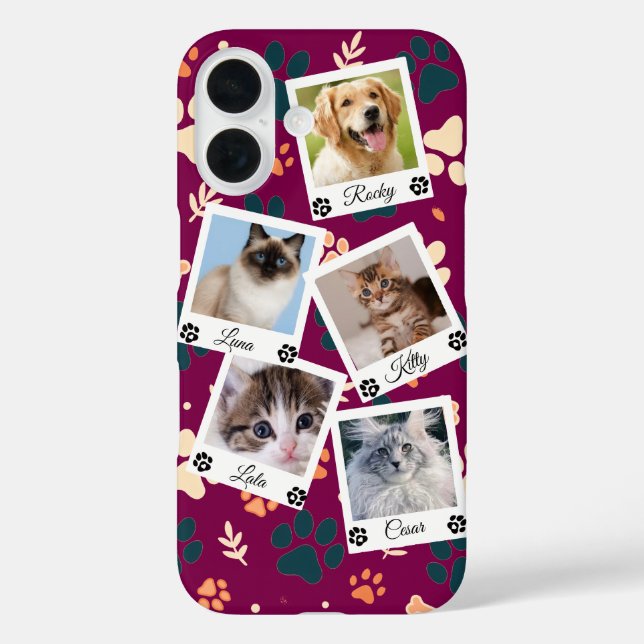 Custom Pet Photo Collage Phone Case with Names  (Back)