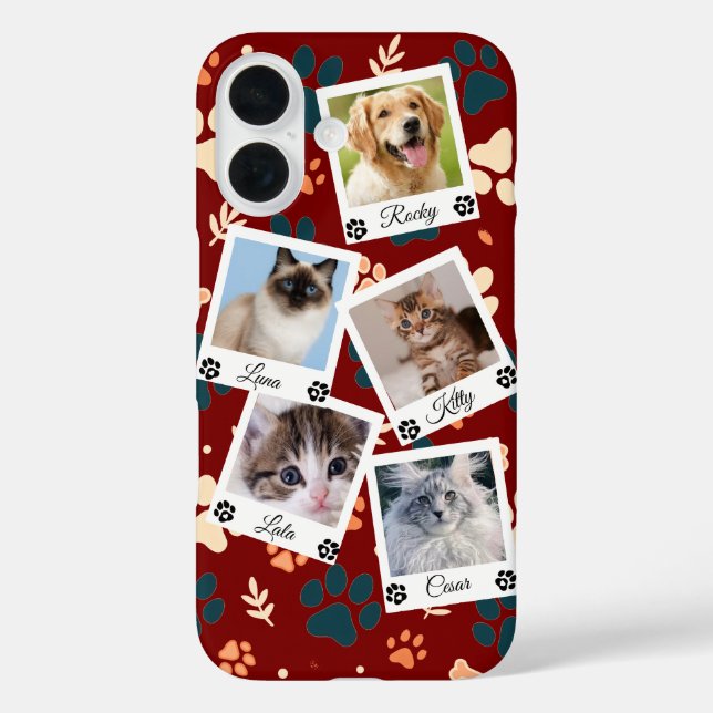Custom Pet Photo Collage Phone Case with Names  (Back)
