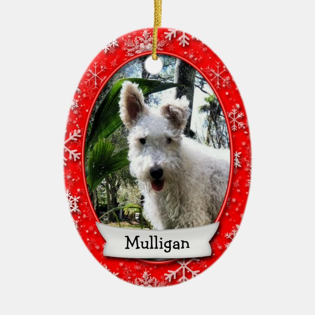 Custom Pet Photo • Commemorative Dated (2 Sided) Ceramic Tree Decoration (Front)