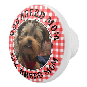 Custom Pet Photo Country Red Buffalo Check Plaid Ceramic Knob