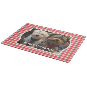 Custom Pet Photo Country Red Buffalo Check Plaid Cutting Board