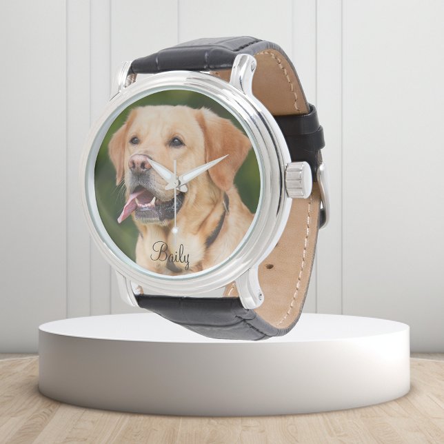 Custom Pet Photo Dog Cat Personalised Name Watch (Creator Uploaded)