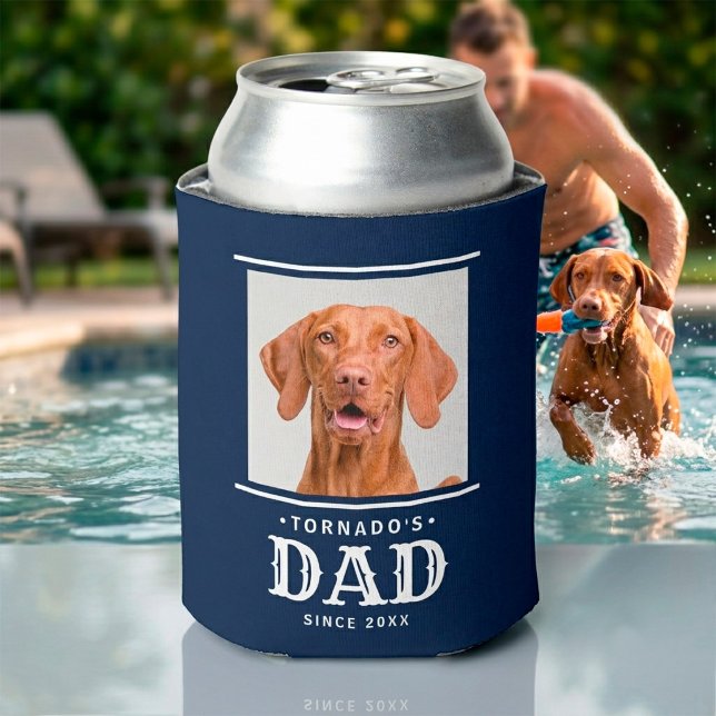 Custom Pet Photo "Dog Dad Since" Can Cooler (Dog Dad Since Custom Pet Photo Can Cooler)