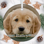 Custom Pet Photo Dog Lover Modern Simple  Keepsake Glass Tree Decoration<br><div class="desc">Custom Pet Photo Dog Lover Modern Simple Keepsake Glass Ornament – a simple and modern photo ornament that is perfect for pet owners, dog lovers, kids, and families. This ornament is a great way to commemorate special moments with your loved ones and pets. Our photo ornament is made of high-quality...</div>