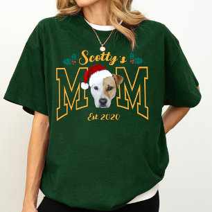 Custom Pet Photo Face with Santa Hat Christmas T-Shirt