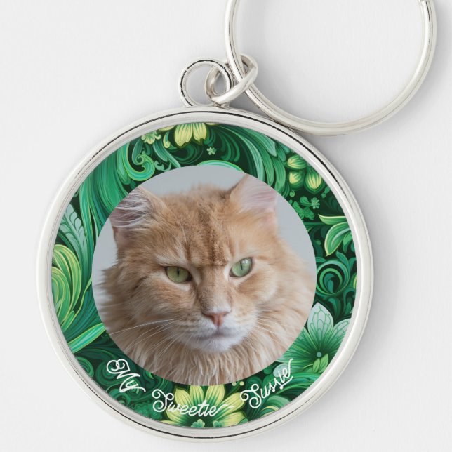 Custom Pet Photo Gift for Cat Lovers Key Ring (Front)