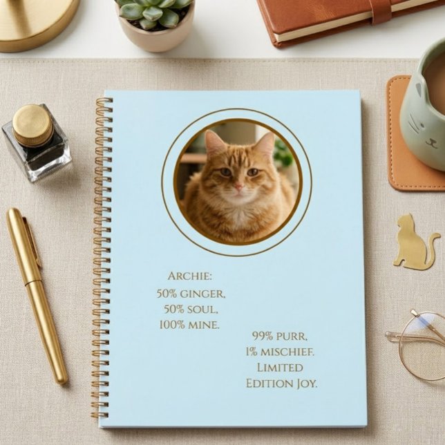 Custom Pet Photo Ginger Cat Personalized Notebook (Creator Uploaded)