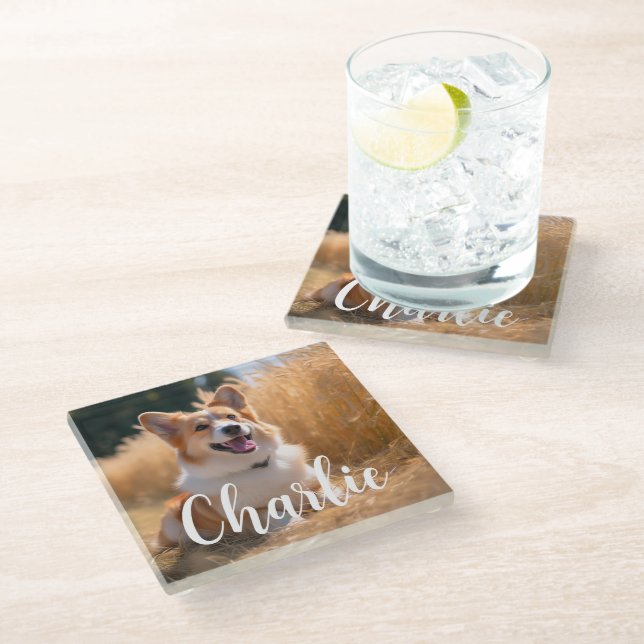 Custom Pet Photo Glass Coaster (Angled)