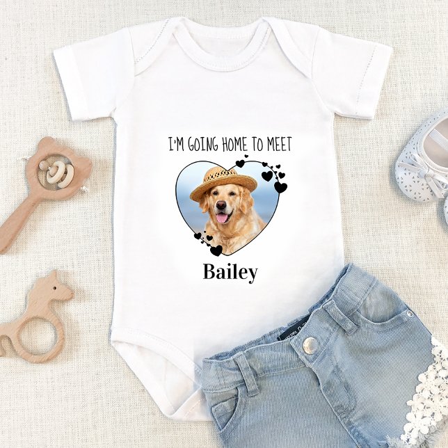 Custom Pet Photo Going Home To Meet My Dog  Baby Bodysuit (Creator Uploaded)