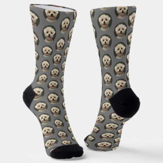 Custom Pet Photo Light Grey Trendy Socks