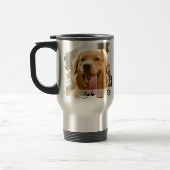 Custom Pet Photo Mug with Name – Modern Typography (Left)