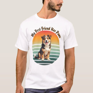 Custom Pet Photo My Best Friend Has Paws Retro  T-Shirt