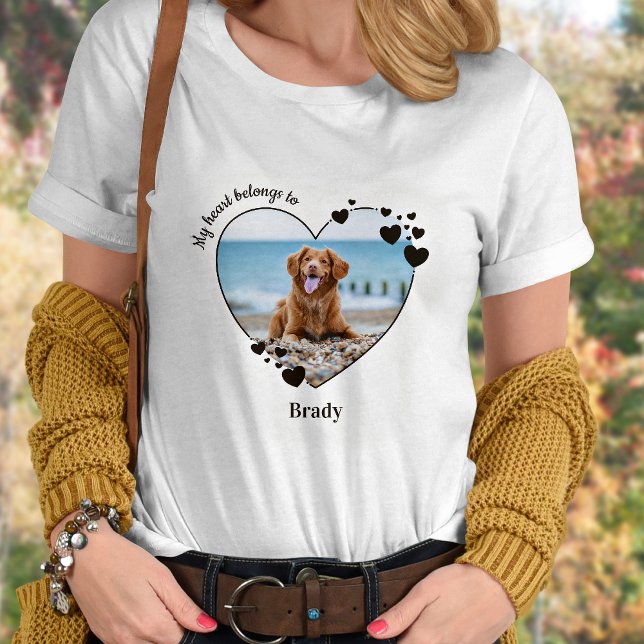 Custom Pet Photo My Heart Belongs To Dog Lover T-Shirt (Creator Uploaded)