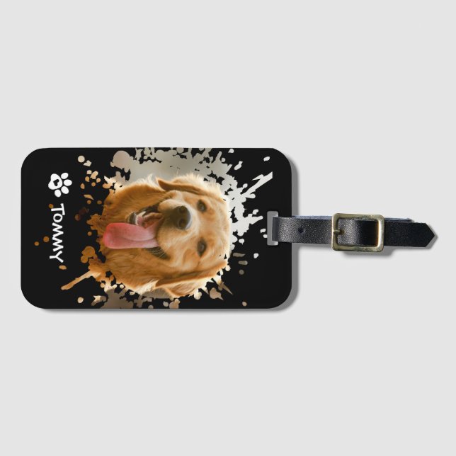 Custom Pet Photo & Name Luggage Tag – Travel Gift (Front Horizontal)