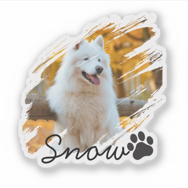 Custom Pet Photo & Name Modern Brushstroke Mug (Front)