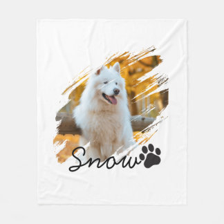 Custom Pet Photo & Name Modern Brushstroke Mug Fleece Blanket