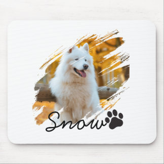 Custom Pet Photo & Name Modern Brushstroke Mug Mouse Pad