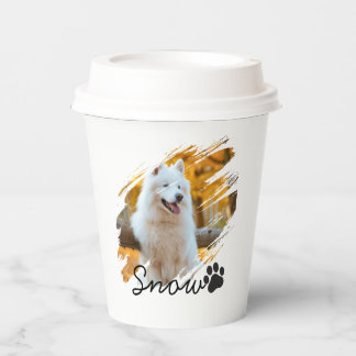 Custom Pet Photo & Name Modern Brushstroke Mug Paper Cups