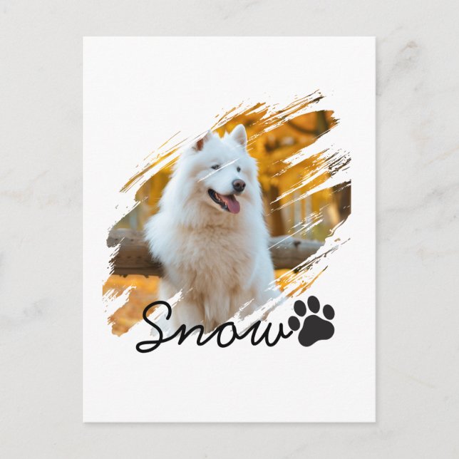 Custom Pet Photo & Name Modern Brushstroke Mug Postcard (Front)