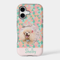 Custom Pet Photo & Name Muted Pastel Geometric
