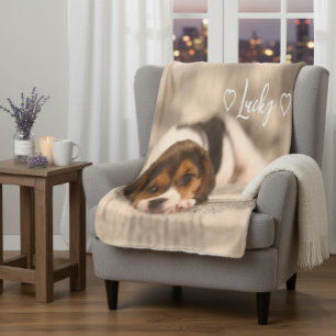 Custom Pet Photo & Name Sherpa Blanket