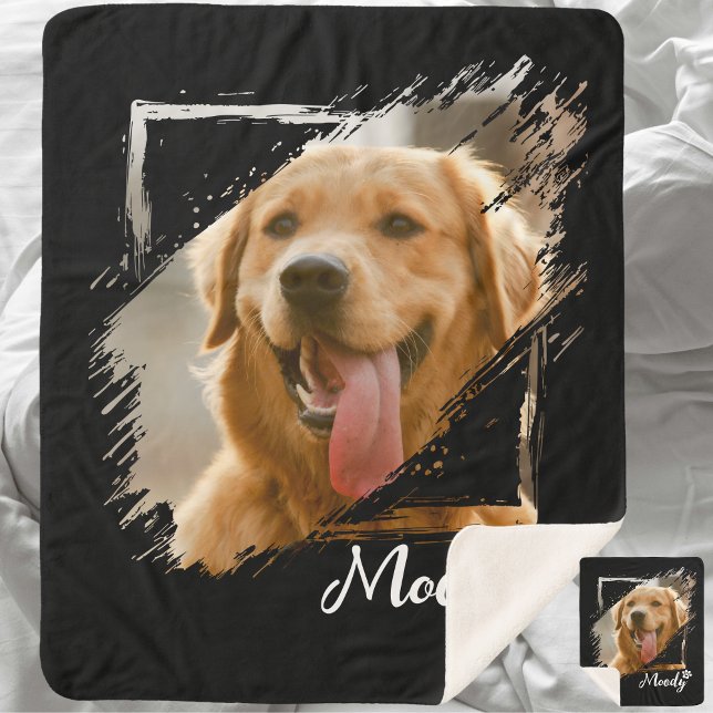 Custom Pet Photo & Name Sherpa Fleece Blanket (Custom Pet Photo & Name Sherpa Fleece Blanket)