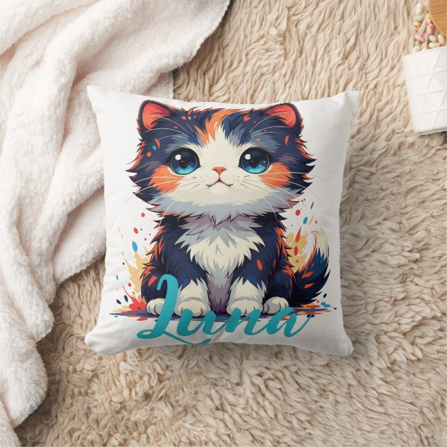 Custom Pet Photo Name Simple Modern & Elegant Chic Cushion (Blanket)