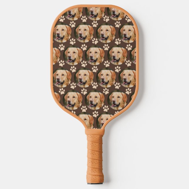 Custom Pet Photo Pattern Dog Brown Pickleball Paddle (Front)
