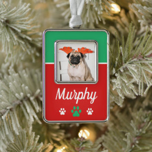 Custom Pet Photo Paw Print Ornament