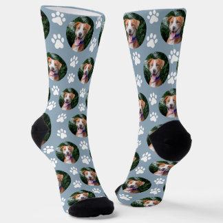 Custom Pet Photo Paw Print Pattern Socks