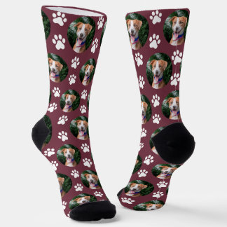 Custom Pet Photo Paw Print Pattern Socks