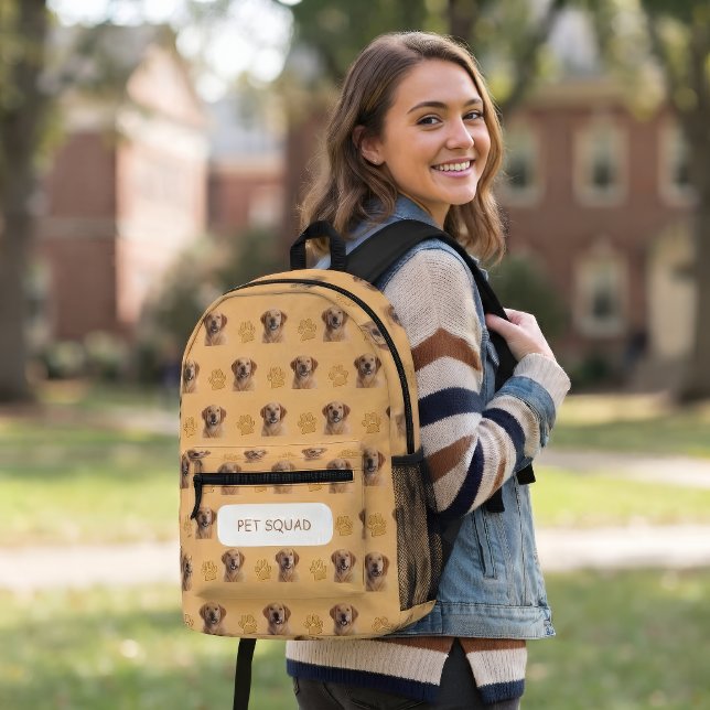 Custom Pet Photo & Paw Print Structured Backpack (Creator Uploaded)