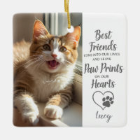 Custom Pet Photo Paw Prints on Our Hearts Memorial