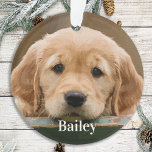 Custom Pet Photo Personalised Dog Lover Keepsake Ornament<br><div class="desc">Celebrate your best friend with a personalised photo memorial or keepsake . Customise with your own photo, and name. Customise with favourite dog or cat's photos, and name . Ornament is double sided, same photo each side. Personalise name on the front, and year on the back. COPYRIGHT © 2020 Judy...</div>