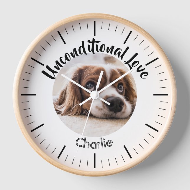 Custom pet photo personalised dog name dog photo  clock (Front)