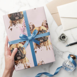Custom Pet Photo Personalised Pink Wrapping Paper