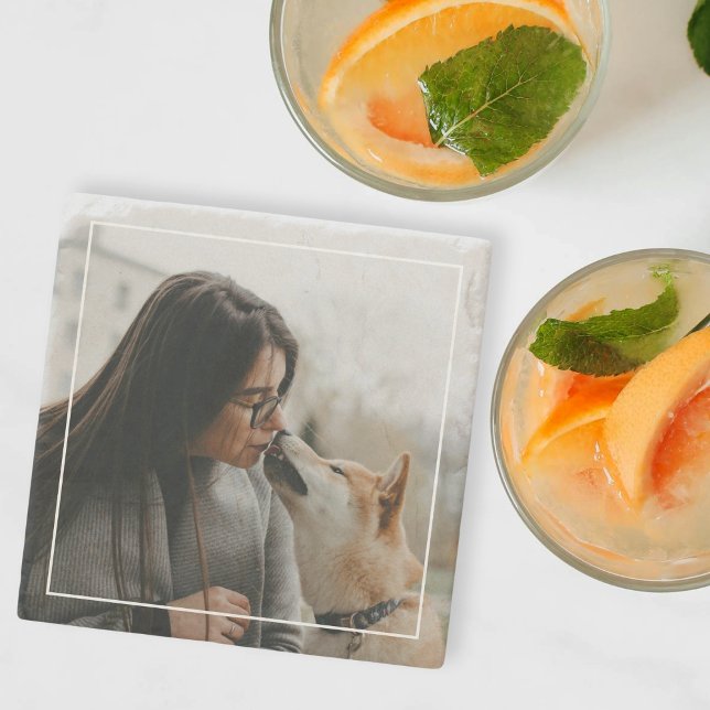 Custom Pet Photo Personalized Dog Picture  Stone Coaster (Creator Uploaded)