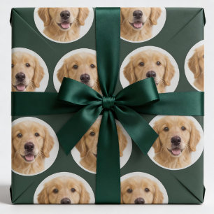 Custom Pet Photo   Personalized Forest Green Gift  Wrapping Paper