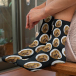 Custom Pet Photo | Personalized Pet Lover  Socks<br><div class="desc">Show off your furry best friend everywhere you go with these custom pet photo socks! Featuring your dog's face in a fun repeating pattern against a bold black background, these personalized socks make the perfect gift for dog moms, dog dads, and pet lovers. The high-contrast design makes your pet’s photo...</div>