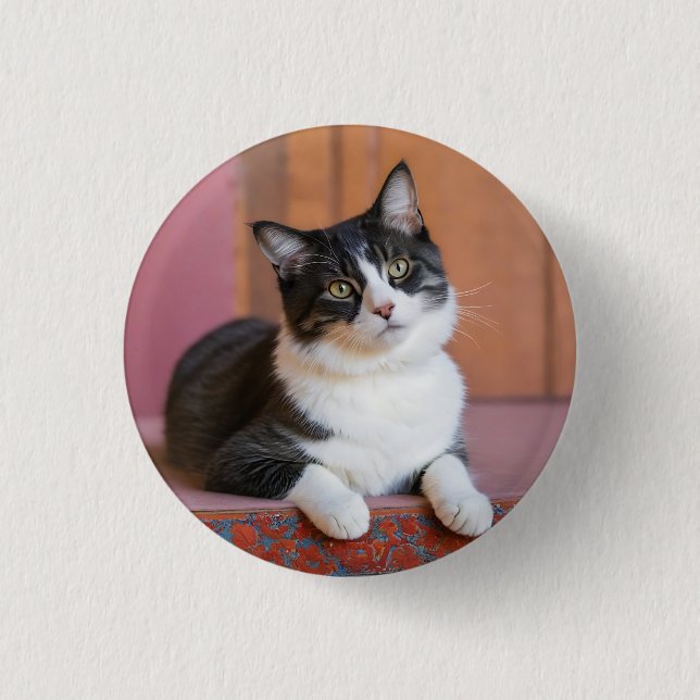 Custom Pet Photo Picture Upload Cute Adorable Cat  3 Cm Round Badge (Front)