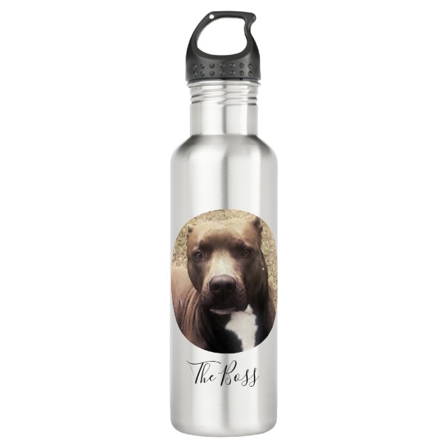 Custom Pet Photo Pit Bull Dog 710 Ml Water Bottle (Front)