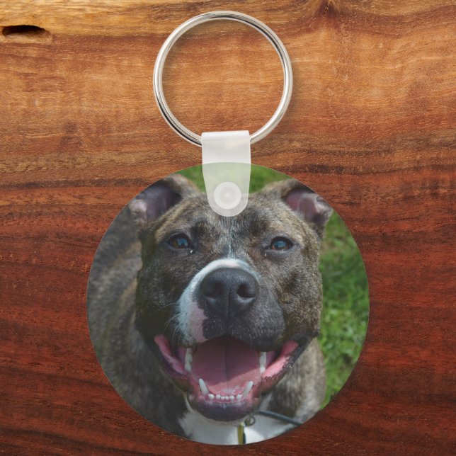 Custom Pet Photo Proud Dog Mom Key Ring (Front)