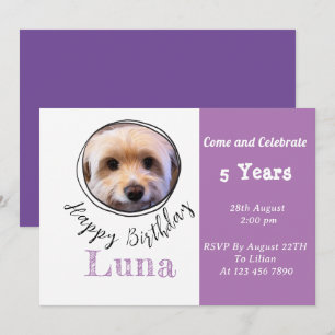 Custom Pet Photo Puppy Dog Birthday Invitation