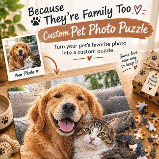 Custom Pet Photo Puzzle Gift for Dog Cat Lovers